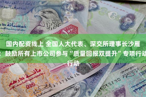 国内配资线上 全国人大代表、深交所理事长沙雁：鼓励所有上市公司参与“质量回报双提升”专项行动